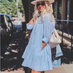 Sandy Liang Blue Gingham Mini Dress